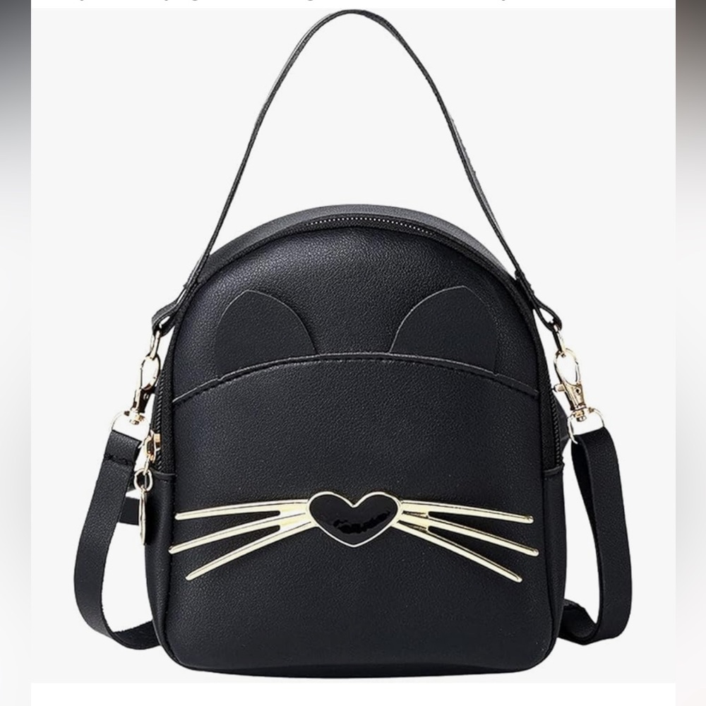 Black Cat Design Women's Bag Mini Shoulder Bag Handbag,Cute Stylish Casual Bag